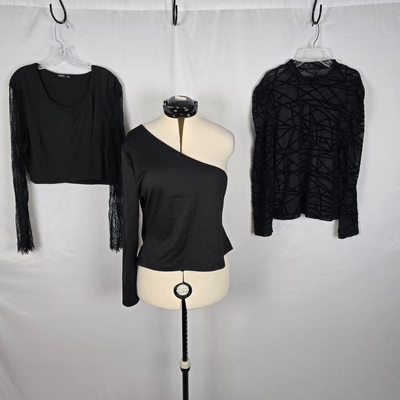 Shein Tops Women's 3XL Black Stretch Long Sleeve 3 Blouse Bundle Deal - Picture 1 of 11